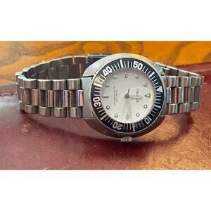 Women's 30mm Nautica Watch, Silver Tone with Black Bezel, WR to 50M